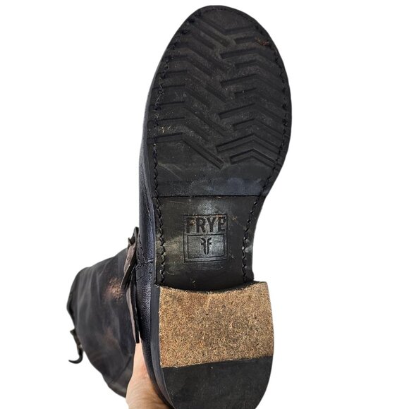 FRYE Womens Veronica Bronze Brush Off Slouch Leather Boots, Tall, Buckle, Sz 8 - Picture 7 of 11